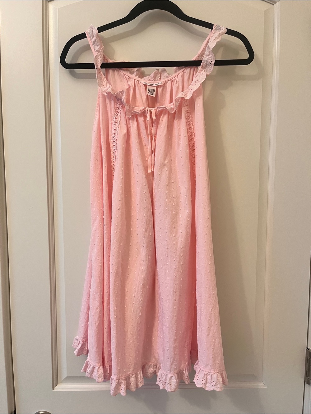 Victoria's Secret Light Pink Eyelet Ruffle Babydoll Dress | M | Coquette | Y2K